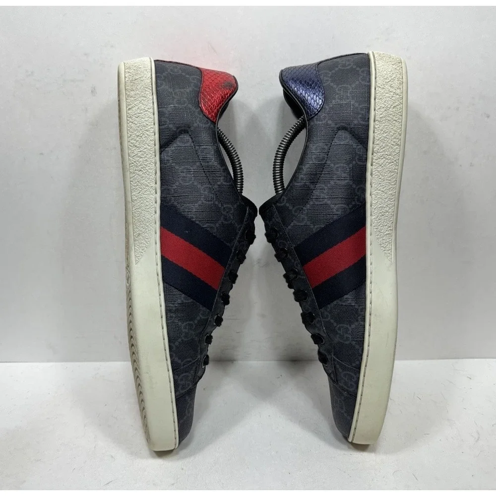 Gucci Ace Web GG Supreme Monogram Mens Size 11.5 US Black Blue Red Sneakers